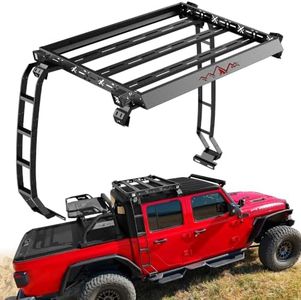 Roof Rack with Ladder & LED Lights for Jeep Gladiator JT 2020-2026 Unlimited 4 Door Hardtop, Heavy Duty Roof Cargo Carrier Basket for Luggage Storage, Roof Storage Rack