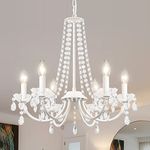 Crystal Chandeliers 6-Light Chandeliers Ceiling Lights Chandelier for Bedroom Dining Room Chandelier Light Fixture White Small Chandelier Pendant Lights Kitchen Island Foyer Entryway Living Room