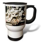3dRose Fountain of Neptune, Piazza Navona, Rome, Italy. Detail of face. -Travel Mug, 14oz, Stainless Steel, White