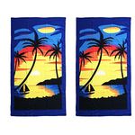 Allgala Oversize 40"x70" Microfiber Beach Towel, 2 Pack- Sunset-BT81131