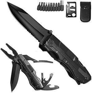 ORSIFOW Cuchillo Multiusos, Herramienta Multiuso Inoxidable | Alicates Plegables & Cuchillo | Destornillador & Abrebotellas (Black)