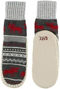 Lazy One Knitted Slippers, Cozy Slipper Socks for Women and Men, Cabin Moose Knitted Slipper Socks, Small-Medium