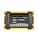 DEWALT Socket Set 37 Pc Ratcheting 3/8 In Drive, Stackable Tough Case, Full Polish Chrome Coating (DWMT45400)