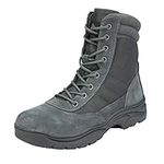 NORTIV 8 Men's Military Tactical Work Boots Side Zipper Water-Resistant Leather Outdoor Motorcycle Combat Ankle Booties,Size 7.5, Dark/Grey,TROOPER-W