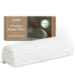 Coop Home Goods - Bolster Pillow, 4 Position Half-Moon Form with Adjustable Insert - Memory Foam Knee Pillow, Leg Pillow, Neck Pillow, Lumbar Pillow - Wedge Pillow Helps Relieve Neck and Back Pain