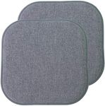 Sweet Home Collection Chair Cushion Memory Foam Pads Honeycomb Pattern Slip Non Skid Rubber Back Rounded Square 16" x 16" Seat Cover, 2 Pack, Alexis Blue/Gray