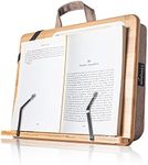 wishacc Book Stand for Reading in Bed, Bamboo Wood Lap Reading Holder with Page Paper Clips for Reading Hands Free, Portable Reading Shelf for Reading Cookbooks, Textbooks, Bibles in Bed/Sofa/Couch