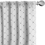 Ambesonne Fleur De Lis Curtains, Shabby Form Style Damask Pattern with Vintage Geometric Diamond Lines, Window Treatments 2 Panel Set for Living Room Bedroom, Pair of - 28" x 95", Black and White