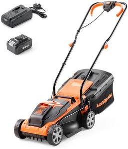 LawnMaster MX 24V 32cm Cordless Lawn Mower with 4.0Ah Battery and Fast Charger. With cut height adjust, rear roller and edging combs. For small lawns up to 150m2. Supplied with spare 32cm blade.