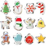 Crethinkaty Christmas Cookie Cutters Set of 12 - Star Tree Angel Snowman More Shapes Stainless Steel for Christmas Holiday