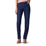Lee Women's Petite Instantly Slims Classic Relaxed Fit Monroe Straight Leg Jean, Ellis Blue, 16 Petite