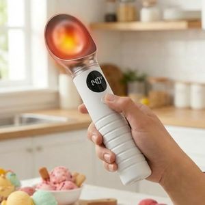 Heated Ice Cream Scoop Electric Warming Icecream Scooper with 4-Level Adjustable Heats LED Display Safety Lock & IPX6 Waterproof Deatchable Ergonomic Handle for Hard Ice Cream and More