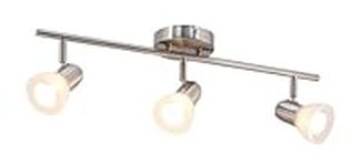 XiNBEi Lighting Track Light, 3 Light Kitchen Ceiling Light with Glass, Modern Fixed Rail Lighting Brushed Nickel XB-TR1237-3-BN