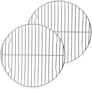 P&P CHEF 10½ Inch Round Baking Cooling Cooking Rack, 2 Pack Stainless Steel Steaming Grilling Racks, Fits Air Fryer/Stockpot/Instant Pot/Pressure Cooker/Round Cake Pan, Oven & Dishwasher Safe
