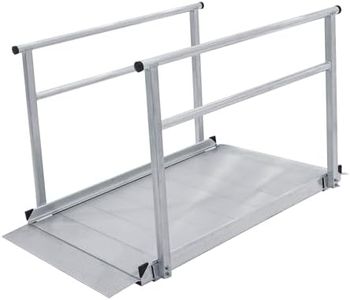 5' Wheelchair Ramp for Home Steps, 850 lb Capacity, Handrails, Non-Slip, Entry Access for Mobility Scooters, Power Chairs, Silver Spring