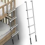 Marudina 61.5" Pre-Assembled Bunk Ladder, Adjustable 3 Levels of Height, Aluminum RV Bunk Bed Ladder with 4 Anti-Slip Steps, Non-Slip Feet, 2 Fixing Methods