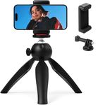 Polarduck Mini Phone Tripod Selfie Stick for iPhone with Phone Stand Holder, Gopro Mount & 360° Rotating Ballhead, Small Travel Tripod Compatible with iPhone Samsung Smartphone, Gopro and Projector