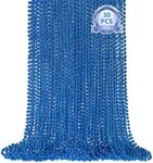 30 PCS Blue Bead Necklace, Blue Mardi Gras Beads Christmas Necklaces, 33" 4th of July Patriotic Beads Necklaces, Parade Throw Accessories for Independence Day Mardi Gras Hanukkah Pirate Theme Party
