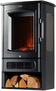 LIVIVO Electric Stove Heater Fireplace with Log Effect, 2000W, Independent Light and Heat Controls, Automatic Safety Cut-Out, Wide Panoramic Viewing Angle, Log Storage Compartment