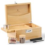 GLENCREAG Stash Box with Rolling Tray, Smell Proof Large Bamboo Storage Box with Lock, Decorative Box Set Includes Glass Jars & Grinder, Gift for Men Women