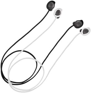 kwmobile 2X Sangle Compatible avec Samsung Galaxy Buds FE - Sangle en Silicone pour écouteurs sans Fil Noir-Blanc