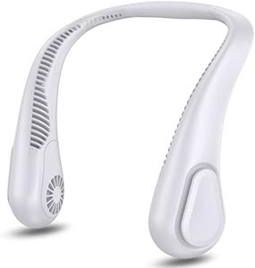 AMACOOL Bladeless Neck Fan Portable Personal Fan 5000mAh Rechargeable Battery Operated Wearable Fan for Women Men Outdoor Sport Travel Patio Garden Work Home Kitchen (White)