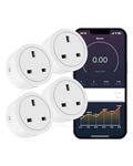 Andizun Smart Plug with Energy Monitoring, 20A Alexa Plug with Voice & Remote Control, 2.4GHz WiFi Plugs Work with Alexa, Timer & Schedule Function, 4 Pack