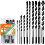 KENDO 10PCS Multi-Purpose Masonry Drill Bits Set,1/8" to 1/2" Concrete Drill Bit Set,Carbide Tipped for Glass, Tile, Plastic, Cement, Concrete, Granite, Wall, Iron Sheet, Brick, Wood etc