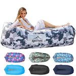 AlphaBeing Inflatable Lounger Air Sofa, Portable Inflatable Couch Mesh Hollow Air Hammock Anti Leakage Air Chair for Outdoor Camping Beach Traveling Music Festivals Backyard, Urban Camo