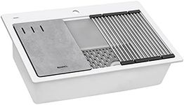 Ruvati White Workstation Kitchen Sink 33-inch Granite Composite Drop-in Topmount - RVG1302WH