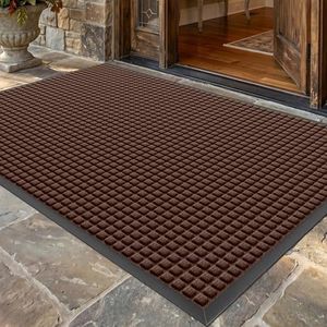 WELDUN Front Door Mat Outside Entrance, Heavy Duty Waterproof Doormat for Indoor/Outdoor, Dirt Trapper with Non-Slip Rubber Backing, Low Profile Easy Clean, Stain & Fade Resistant 73"x46", Brown