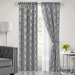 Achim Home Furnishings Bombay Double Layered Rod Pocket Window Curtain Panel, 52" x 84", Grey