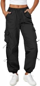 Friptspyg Pantalones de Trabajo Pantalones de Senderismo Ligeros para Mujeres Bolsillos Pantalones de Secado Rápido Impermeables y Ajustables Pantalones de Jogging al Aire Libre, Negro L