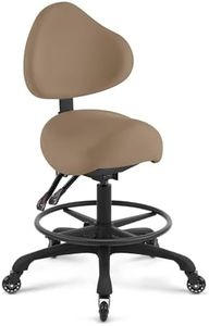 DR.LOMILOMI Pneumatic Swivel Rolling Saddle Chair with Wheels and Ergonomic Back Support for Hair Stylist, Dental Hygienist, Hygienic Clinic, Spa, Massage, Home, Office - 510 KOA