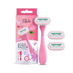 Floren Super Smooth Reusable Razors Womens - 5 Blades with a Moisture Strip For a Shave - European blade Body Razors for women, 1 Handle and 3 Cartridges - Protect the Skin from Irritation, 1x4x8 cm