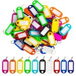 Sukh 60 Pcs Key Ring Tags - Key Tags Plastic 10 Assorted Colours of Key Ring Tags,Identifiers,Name Tags and Labels,Adapt to USB Drive,Keys,Pets,Bags,Clothes Racks and Drawers,Rectangular 2.1x4.6cm