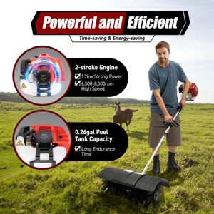 Power Brush 52cc Petrol Sweeper – Artificial Grass Broom for Garden, Driveway