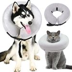 ZUNEA Inflatable Dog Collar Soft Comfortable Pet Recovery E-Collar Cone Elizabethan Collar Neck Protector for Medical Surgery Wound Healing Prevent Dogs Cats from Stitches Touching and Biting Gray M