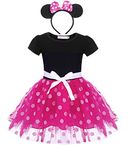 AmzBarley Baby Girls Polka Dots Dress Tulle Mini Skirt Costumes Toddler Birthday Party Fancy Clothes Pink 5-6 Years