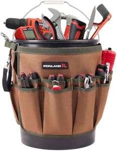 IRONLAND Bucket Tool Organizer Fit 3.5-5 Gallon Bucket, 14 Pockets, Bucket Tool Caddy Organization for Garden, Construction, Carpenter, Electrician, Builder Brown