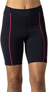 Terry Bella Bike Shorts Women Padded, Regular 8.5 Inch Silicone Leg Black Bike Shorts for Womens Cycling Shorts Mountain Bike - Black Pink, Medium