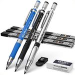 Nicpro 2mm Mechanical Pencil Set, 3 PCS Artist Propelling Drafting Clutch Pencil 2.0 mm for Art Drawing Writing Sketching with 6 Tube HB & 2B Refill, Eraser, Sharpener, Propelling Lead Holder