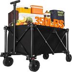 BEAU JARDIN Folding Trolley Festival Trolley on Wheels Camping 150KG All Terrain Utility Wagon Outdoor Picnic Push Folding Wagon Cart for Sand Trailer Transport Garden Sport Beach Black