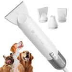 Lightweight Portable Pet Grooming Hair Dryer with 4 Temperatures, 3 Nozzles, and 2 Speeds - Low Noise High Velocity Blower for Home and Travel