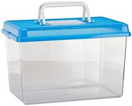 Ferplast Plastic Fish Aquarium GEO Large Aquarium Tank 6 Container for Small Animals Terrarium Insects Turtles, Sturdy Plastic, Ventilation Grills, Handle for Easy Transport, 30 x 20 x h 20,3 cm Blue