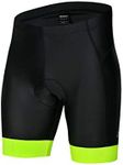 bpbtti Mens Gel Padded Cycling Shorts Bicycle Riding Pants Bike Biking Clothes Cycle Tights (L - Waist 34-36", Black/Hi-Viz Yellow)