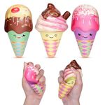 Anboor 3 Pcs Squishy, Soft Kawaii Ice Cream Squishy Slow Rising,Food Squishy for Kid Stress Relief Food Foam Squishy as Party Favor Presents