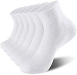 Lapulas Mens Ankle Socks 6 Pack, White Quarter Socks with Cushion for Running Athletic Sport