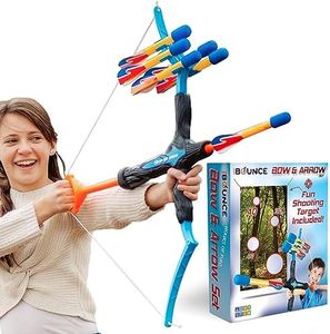 New Bounce Bow and Arrow Set for Kids - Toddler Archery Set - Includes Target Poster - Cool Boys Toys for 6, 7, 8, 9, 10, 11 & 12 Year Old Christmas, Birthday Gifts Multicolor