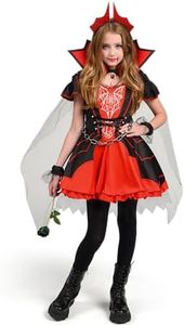 Spooktacular Creations Disfraz de vampiro para niña, vestido de vampiro rojo oscuro para niñas, Halloween, juego de rol y fiestas de disfraces, S (5-7 años)